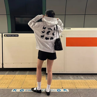 Cat back print hooded sweatshirt