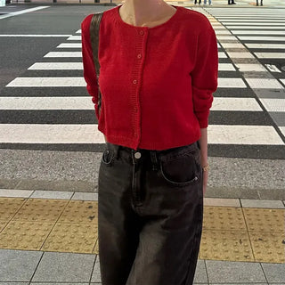 Cropped round cardigan