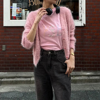 Hairy V-neck cardigan