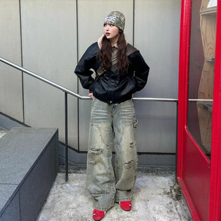 (Unisex) Vintage Wash Denim Pants