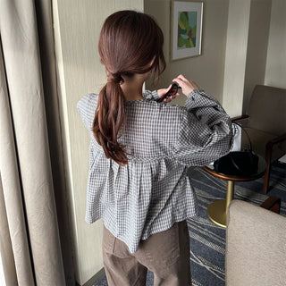 Ribbon check blouse