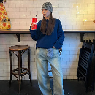 (Unisex) Oslo Henley Neck Loose Fit Knit