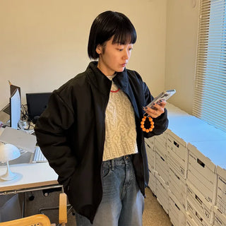 Zip-up nylon boa jacket