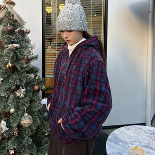 (Unisex) Lulu Check Fleece Hood