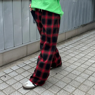 Tone-on-tone check banding pants
