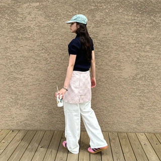 Checked layered skirt