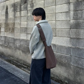(Unisex) Winter High Neck Half-Zip Knit