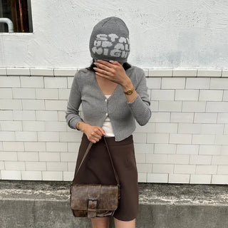 Ribbed two-button cardigan