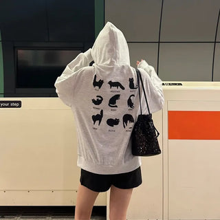 Cat back print hooded sweatshirt