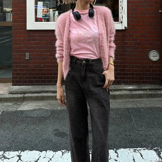 Hairy V-neck cardigan