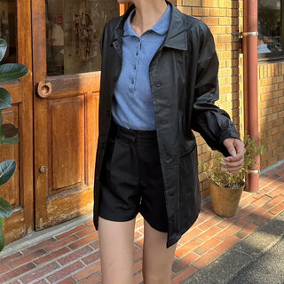 Faux Leather Oversized Coat Jacket