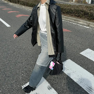 Half leather jacket
