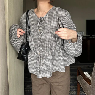 Ribbon check blouse