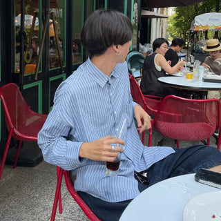 Two-tone striped pocket shirt
