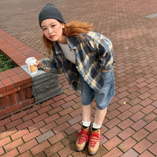 (Unisex) Casual Ombre Check Shirt