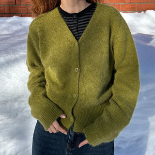 V-neck light wool cardigan