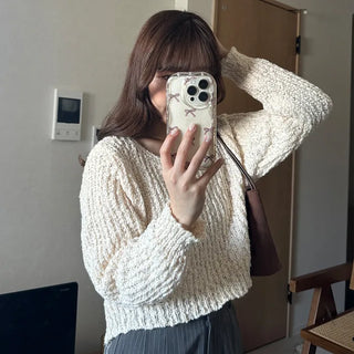 Popcorn V-neck knitwear