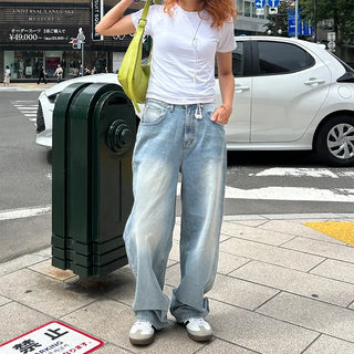 Wide denim pants