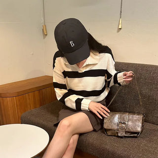 Bold striped loose-fit knit