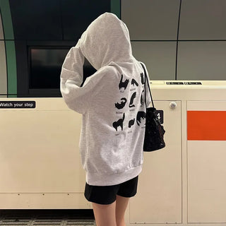 Cat back print hooded sweatshirt