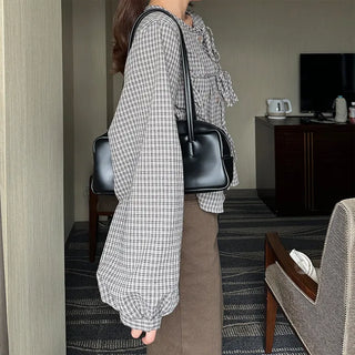 Ribbon check blouse