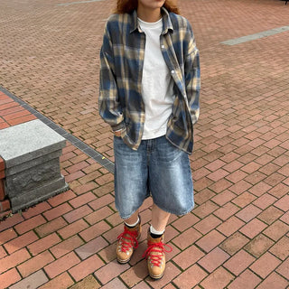 (Unisex) Casual Ombre Check Shirt