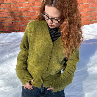V-neck light wool cardigan