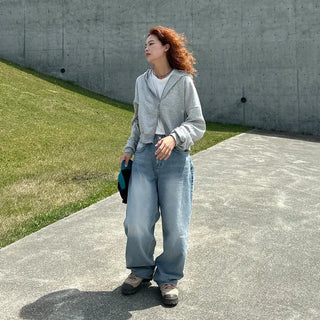 Wide denim pants