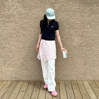 Checked layered skirt