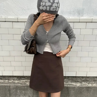 Ribbed two-button cardigan