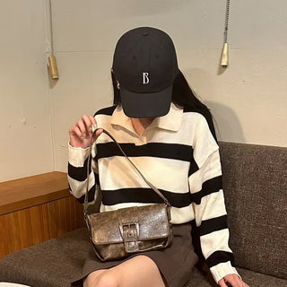 Bold striped loose-fit knit