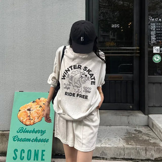 Printed oversized sweatshirt set