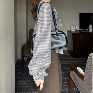 Ribbon check blouse