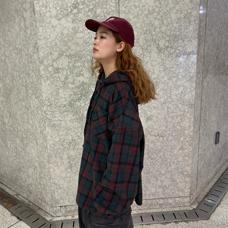 (Unisex) Check Hoodie Shirt Jacket
