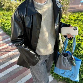 Long leather jacket