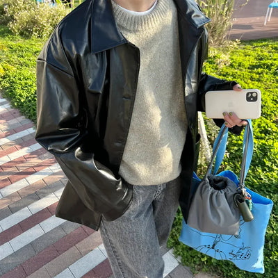 Long leather jacket
