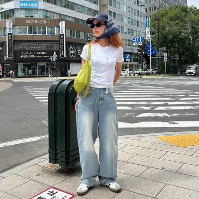 Wide denim pants