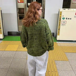 (Unisex) V-neck Melange Cardigan
