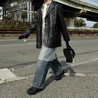 Half leather jacket