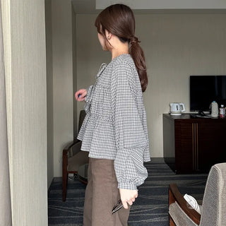 Ribbon check blouse