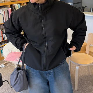 Zip-up nylon boa jacket