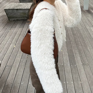Cropped Shaggy Knit Cardigan