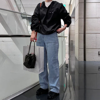 Double-knee denim pants