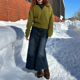 Denim long skirt