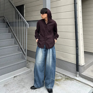 (Unisex) Pintuck Volume Side Pocket Denim
