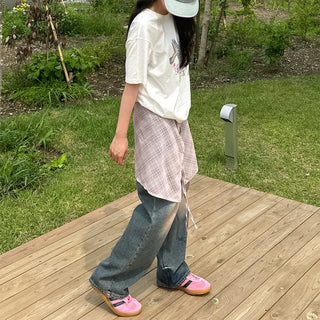 Checked layered skirt