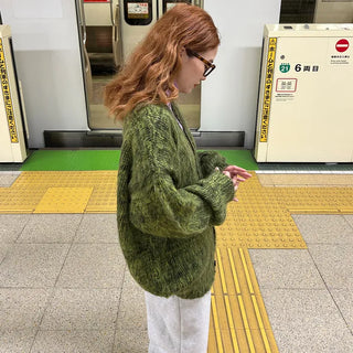 (Unisex) V-neck Melange Cardigan