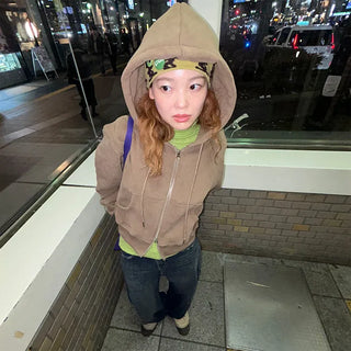 Cotton zip-up hoodie
