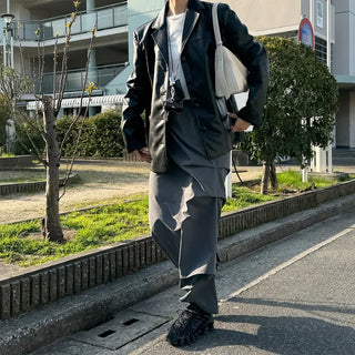 Low-balance pintuck long skirt