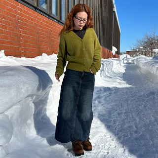 Denim long skirt